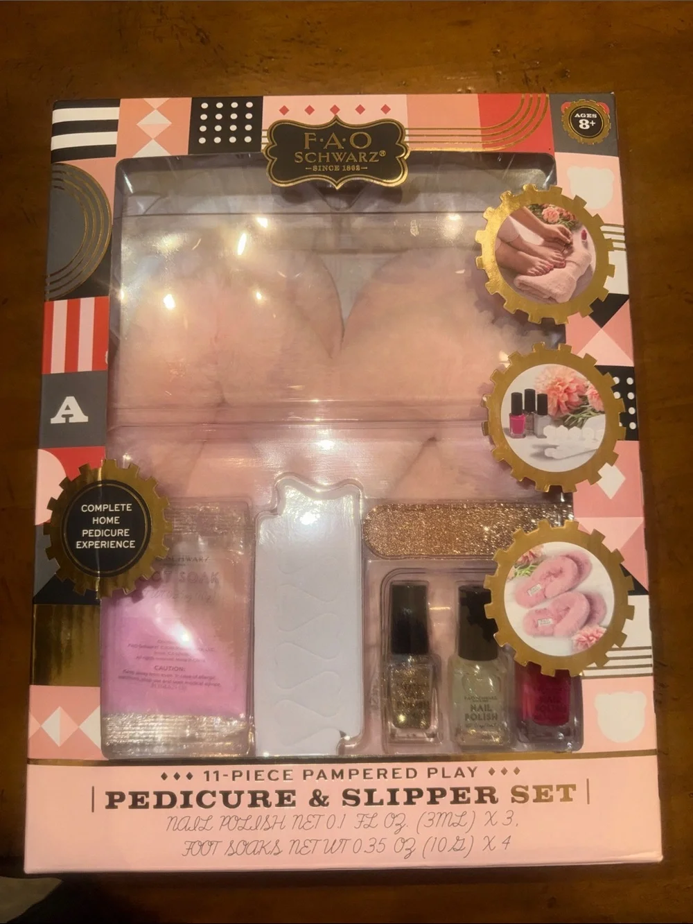 FAO Schwarz Pink Plush Pedicure & Slipper Spa Set